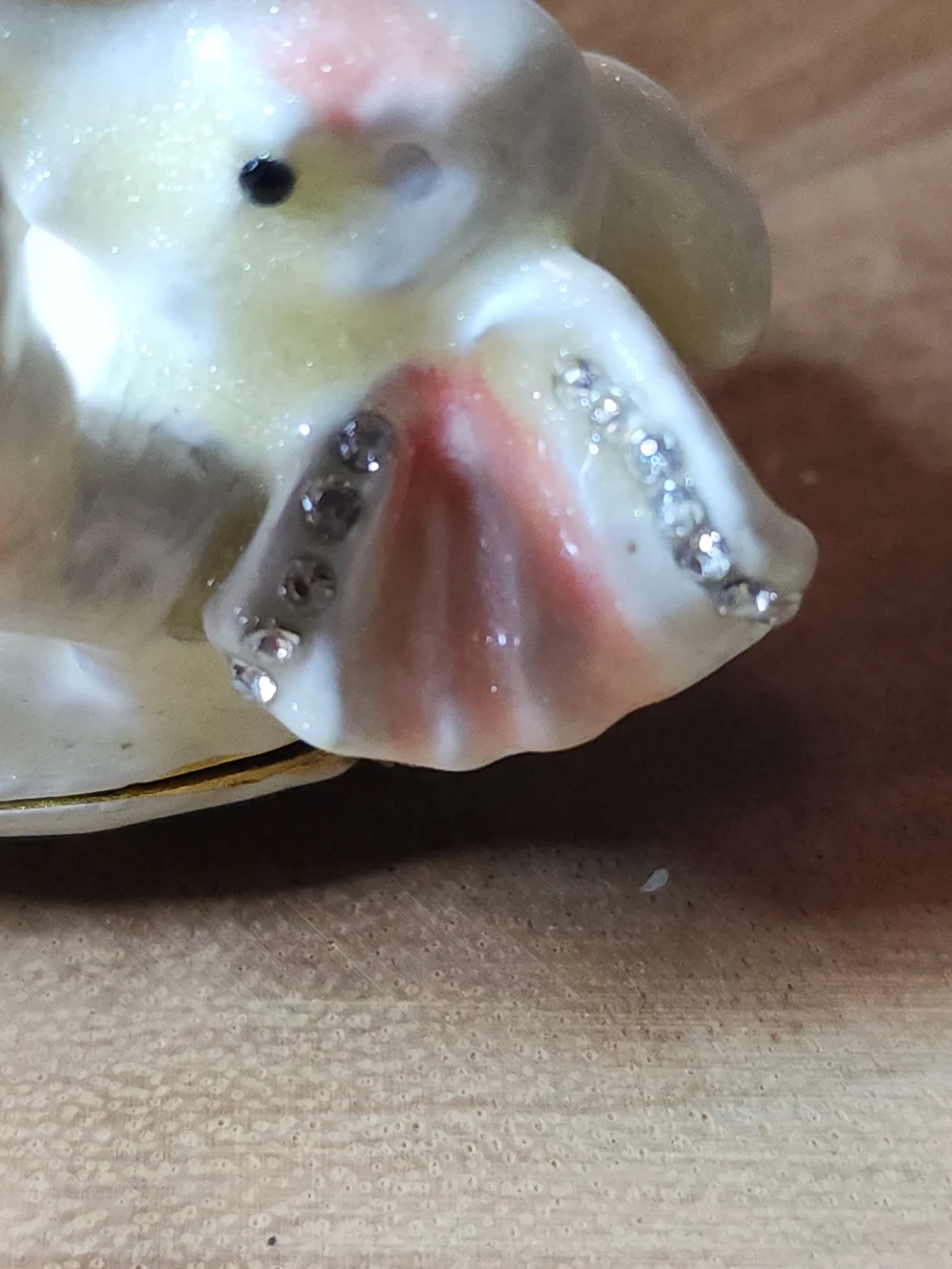 Dainty Little Elephant Trinket Box Jewelry Box with Gold And Rhinestone Accents